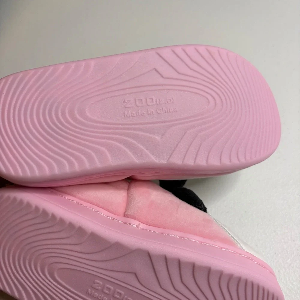KVbabby Pink Panda Slippers Little Kid Size CN200 11-12 Cozy Plush‎ Footwear